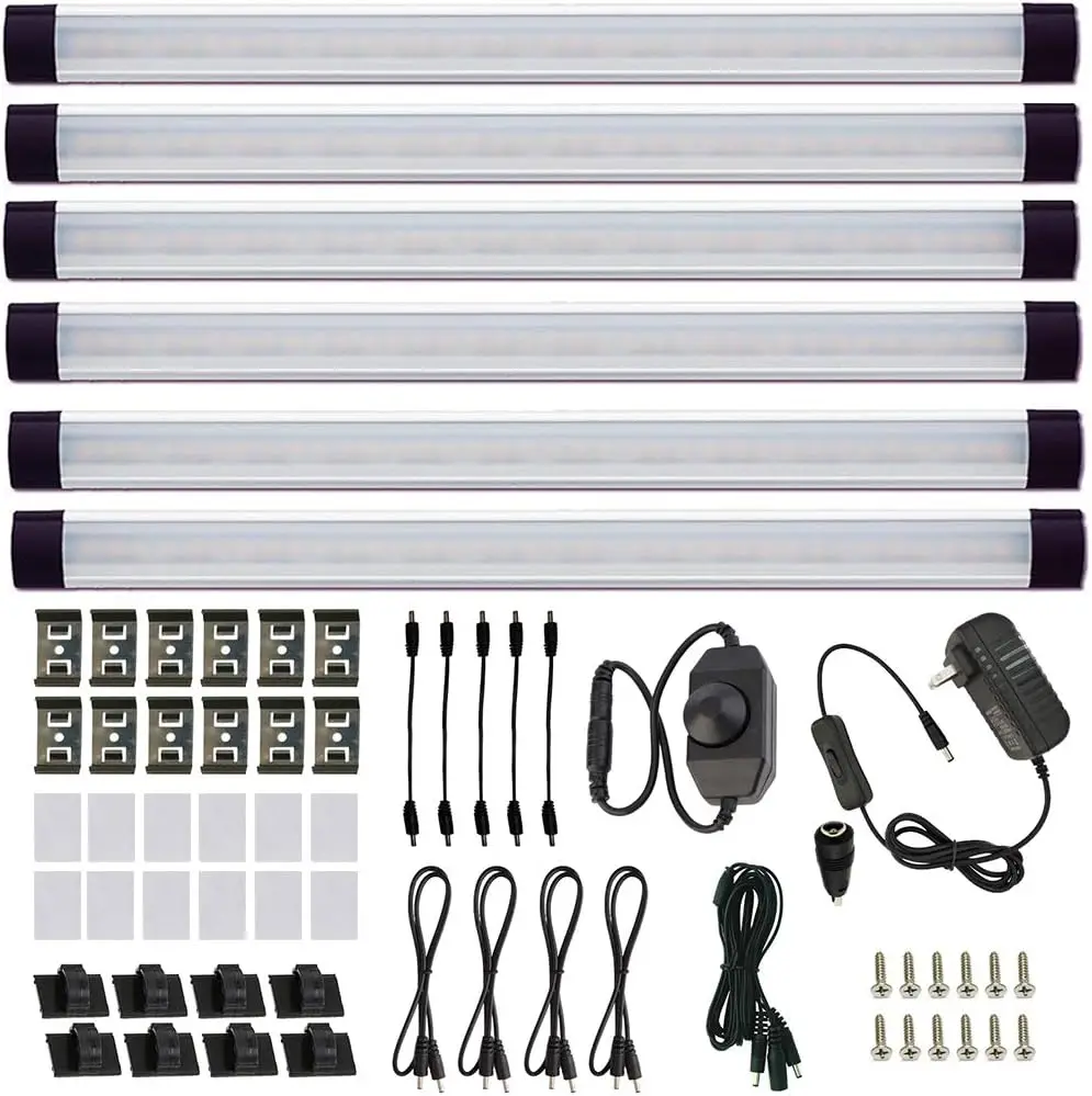 LED Under Counter Light Rigid Bar Kit, Plug in Corded Under Cabinet Lighting with 12V LED Dimmable Switch