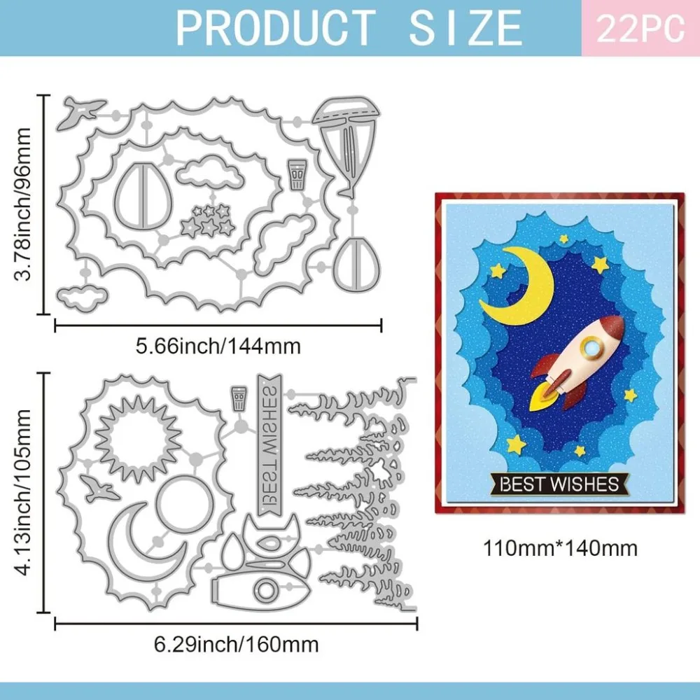 Layered Sky Cutting Dies Clouds Sun Metal Die Cuts Moon Forest Tunnel Cutting Embossing Templates for Scrapbooking