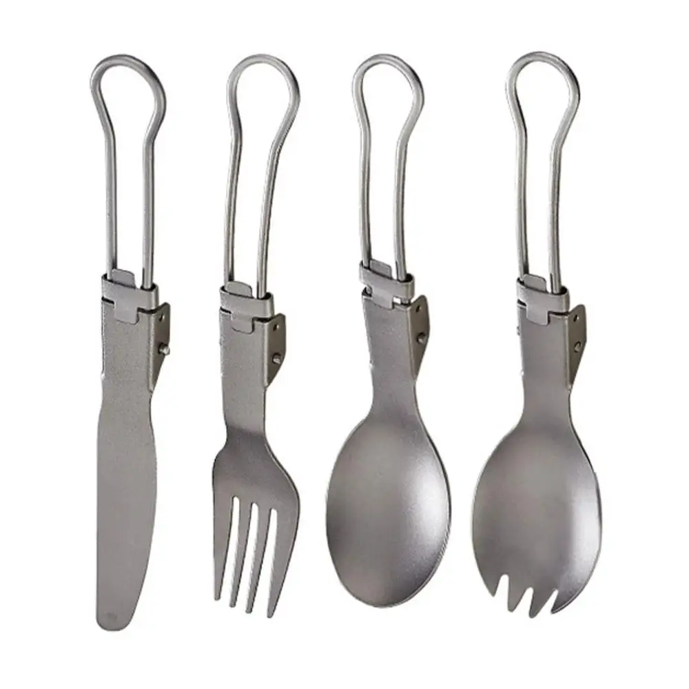 

Pure titanium picnic spoon Ultralight Cookware for Outdoor Camping Picnic Accessories Portable Hiking Travel 2 in 1 Tableware