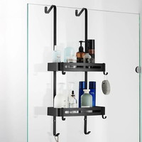 Black Hanging Bath Shelves Bathroom Shelf Organizer Nail-free Shampoo Holder Storage Shelf Rack Bathroom Basket Holder EL5018