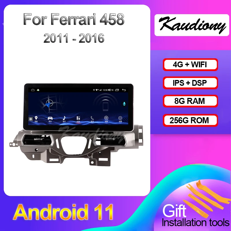 Kaudiony 12.3 Inch For Ferrari 458 Car DVD Multimedia Player Stereo Auto Radio GPS Navigation WIFI DSP 4G Video 2011-2016