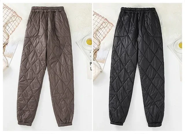 Winter Ultra Light Windproof Pants Quilted Warm Casual Snow Wear pantalones Womens Elastic High Waist Thick Baggy Sweatpant New