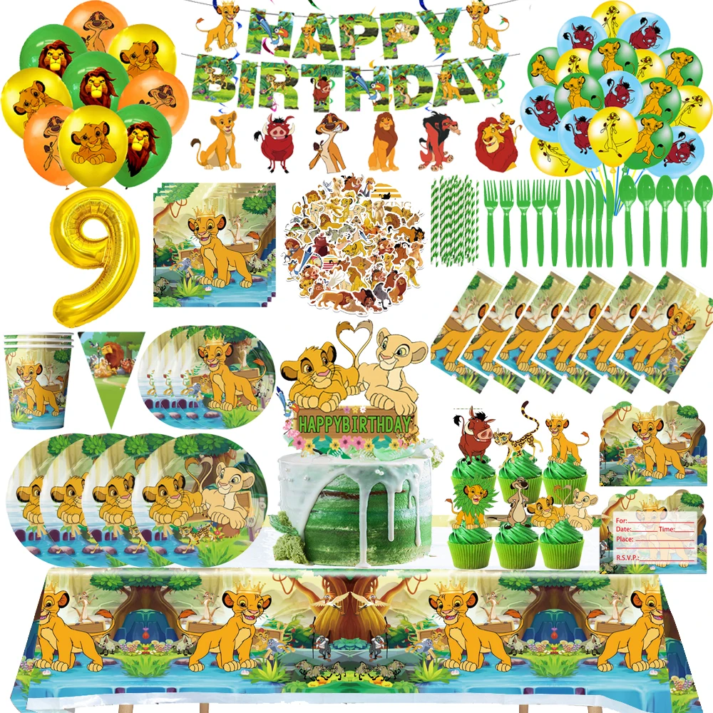 Disney Lion King Simba Theme Birthday Party Decorations Paper Cup Plate Tablecloth Banner Balloons For Boy Baby Shower Supplies