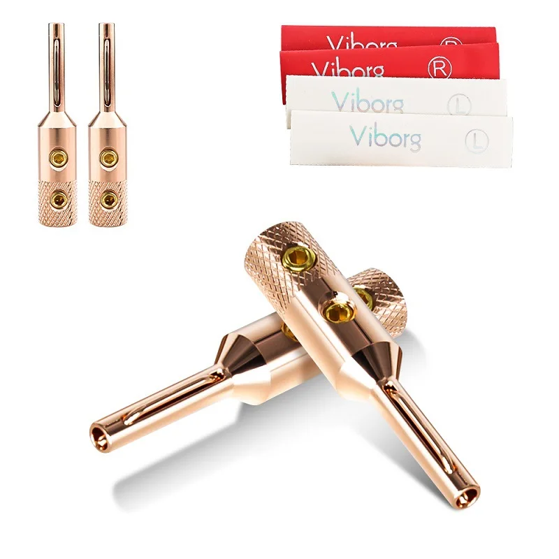 Viborg Vb401 Hifi Audio Bananenplug Puur Koper Zilver Goud Rhodium Vergulde Jack Terminal Voor 5Mm Luidsprekerkabel Draadset Schroef