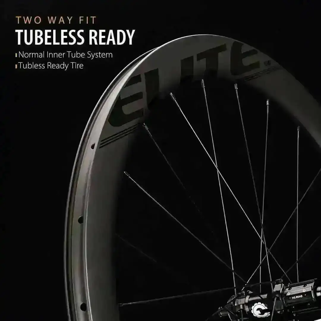 Koła szosowe karbonowe ELITEWHEELS SLR z hamulcami tarczowymi, system zatrzaskowy RD13 36T, opony clincher, tubeless, 700c, koła do cyklokrosu. — zdjęcie 7