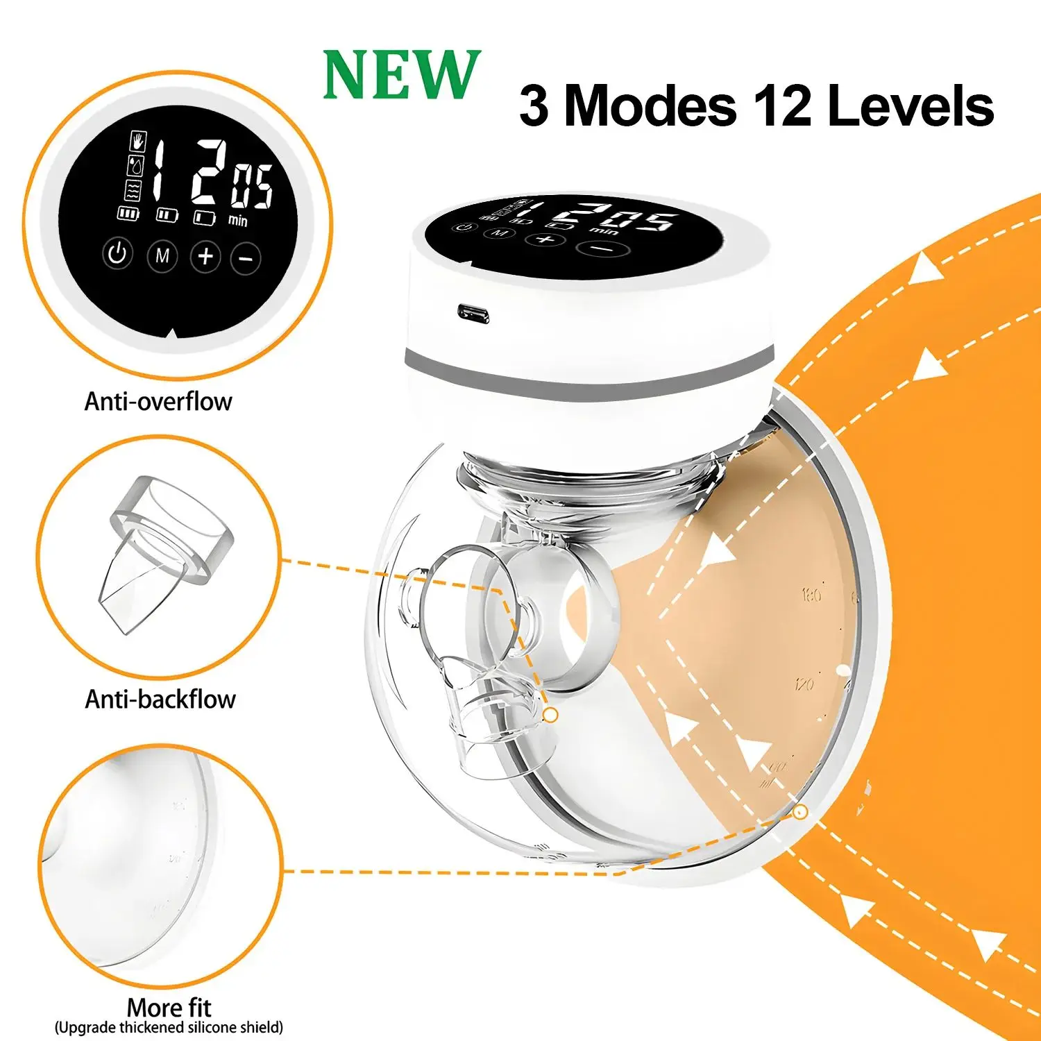 2025 New Electric Wearable Breast Pump Hands Free Portable Full Autom