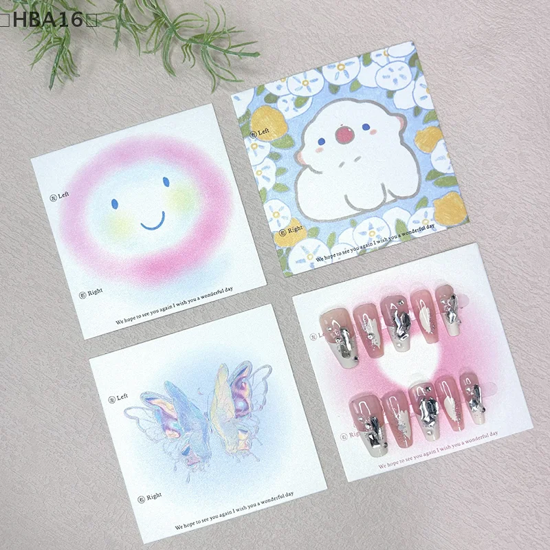 การ์ดกระดาษแข็งสำหรับติดเล็บปลอม 50 ชิ้น ขนาด 6.5x6.5 ซม. และ 8x8 ซม. ลายสำหรับตกแต่งเล็บ ใช้เป็นอุปกรณ์ถ่ายภาพ  สำหรับโชว์เล็บปลอม  ทำเล็บ