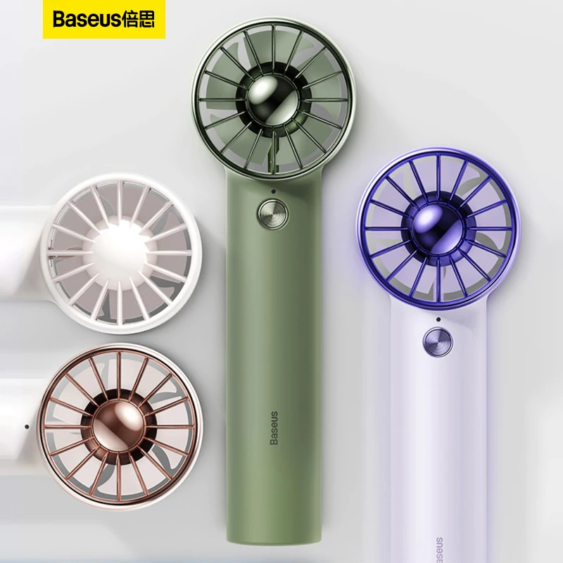 Baseus Handheld Small Fan Turbine PortableDesktop USB Charging Electric Leafless 3 Speed Adjustable Mute for Office Students