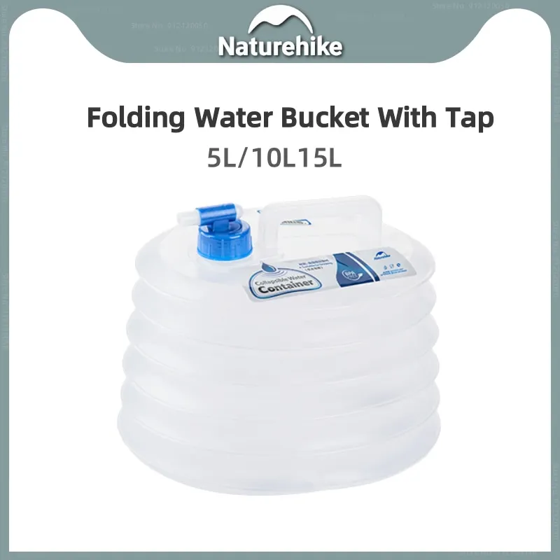 Naturehike 5L/10L/15L Outdoor Picnic Folding Water Bucket Hiking Camping Portable Food Grade Thickened Water Bucket With Tap