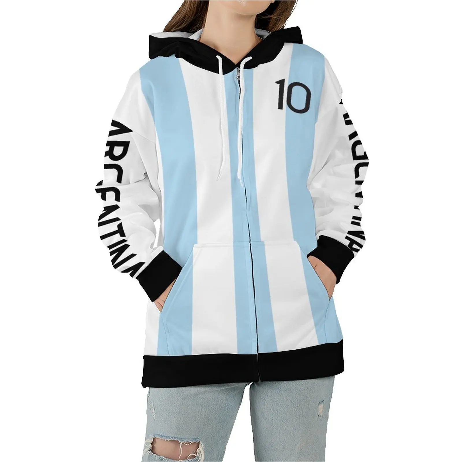 

Jumeast Argentina Zip Up Hoodies ARG Football Team Jerseys 2022 Graphic Printed Zipper Hoodies Sweat Coat Sportwear Baggy Hoody