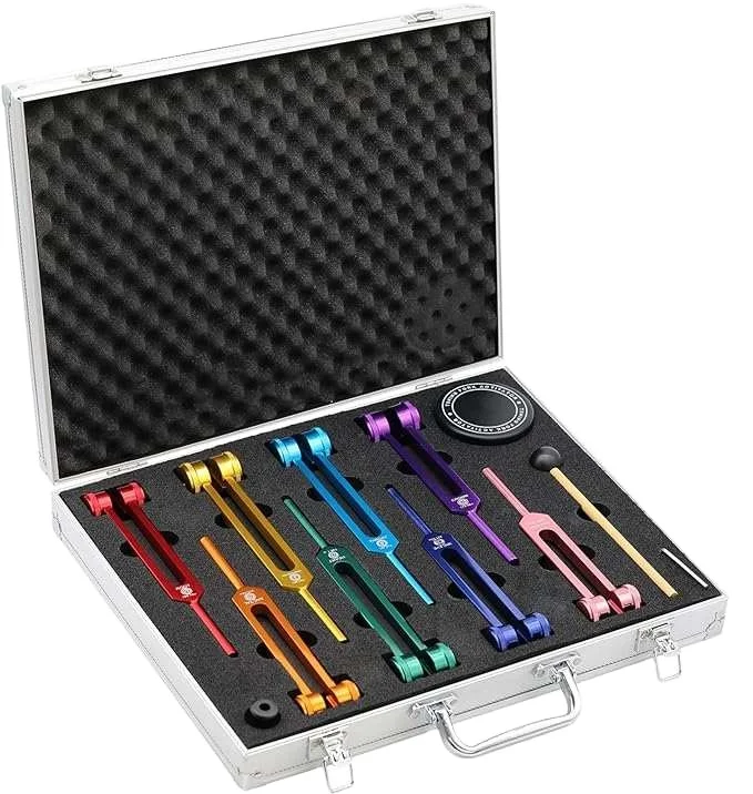 

Professional Colorful Professional Aluminum Alloy Tuning Forks 8pcs Medical Chakra Tuning Forks Set