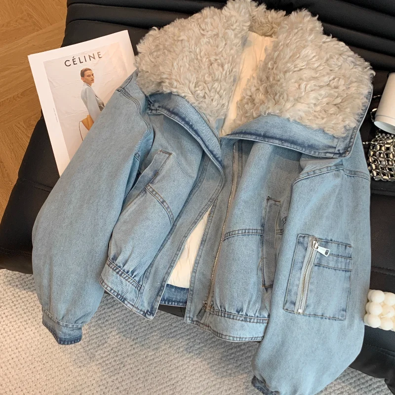 

Ele ort Cotton Jaet Women's Faionable Winter Coat with Fur Collar Versatile Casual Commute Sle Polyester