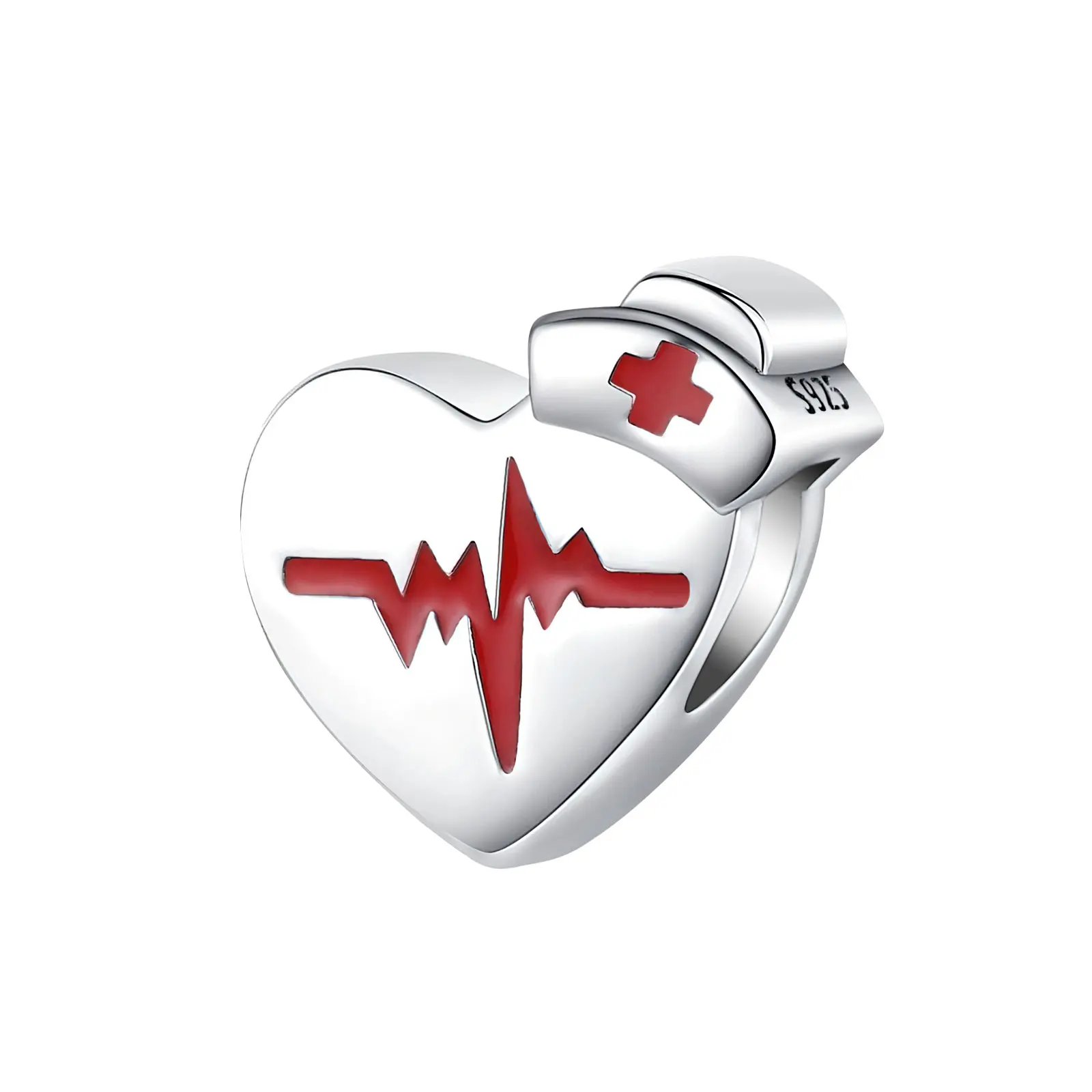 925 Sterling Silver Love Electrocardiography Pendant Charm Fit Original Pandora Charms Bracelets Women DIY Jewelry Gift