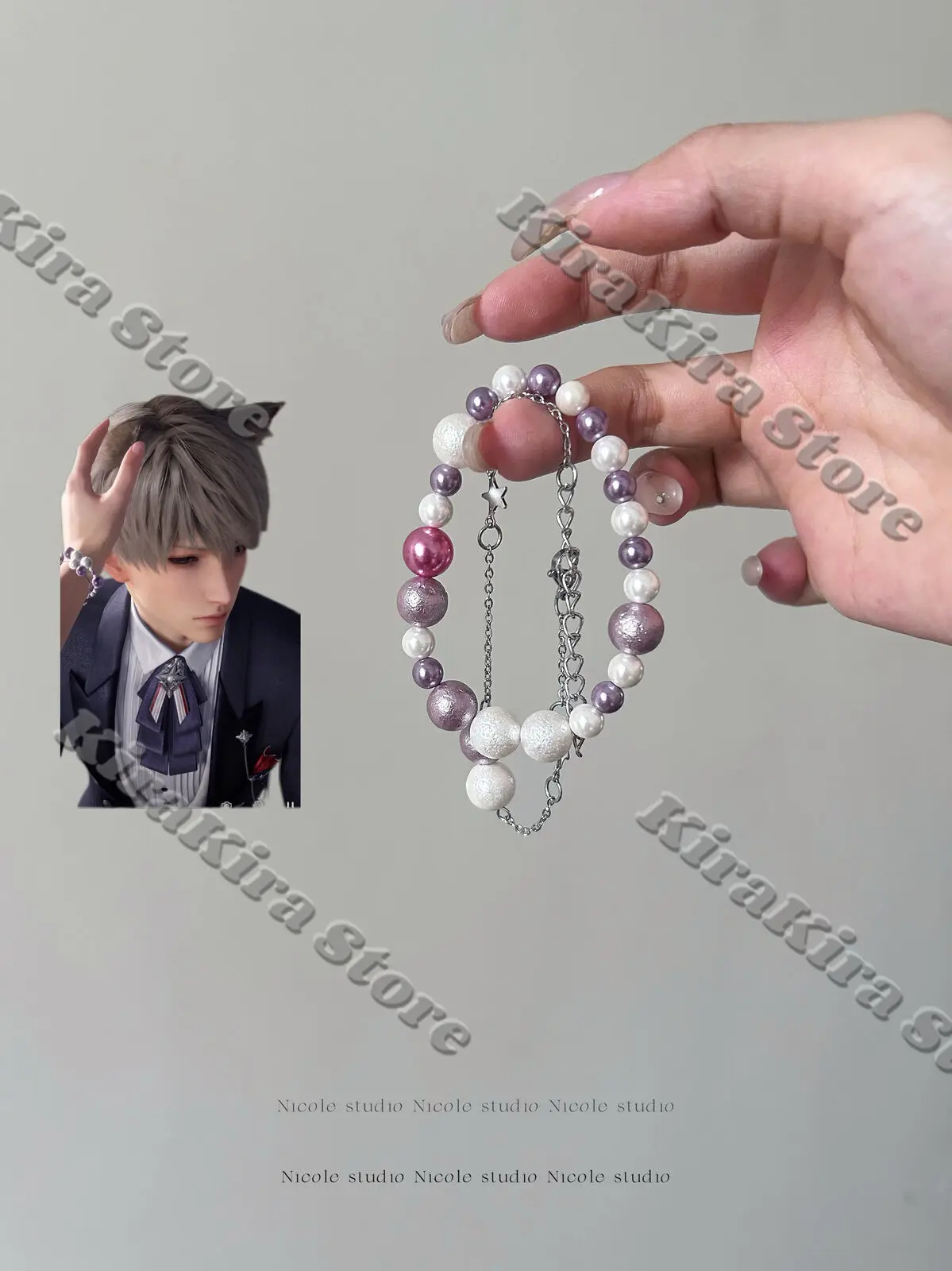 

Love and Deepspace Pearl Beaded Bracelet Cosplay Bangle Xavier Hand Chain Accessories Girl Gifts Anime Creativity Ornament