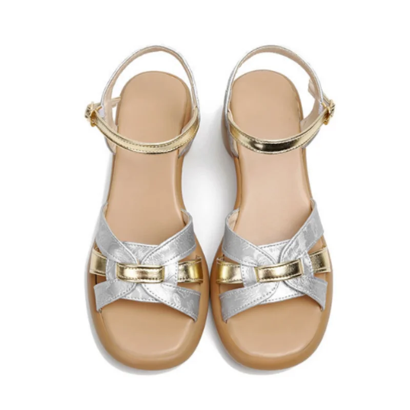 ZXRYXGS 2026 Genuine Leather Temperament Elegant Sandals Women Shoes New Summer Open Toe Mid Heel Sandals Large Size Sandals