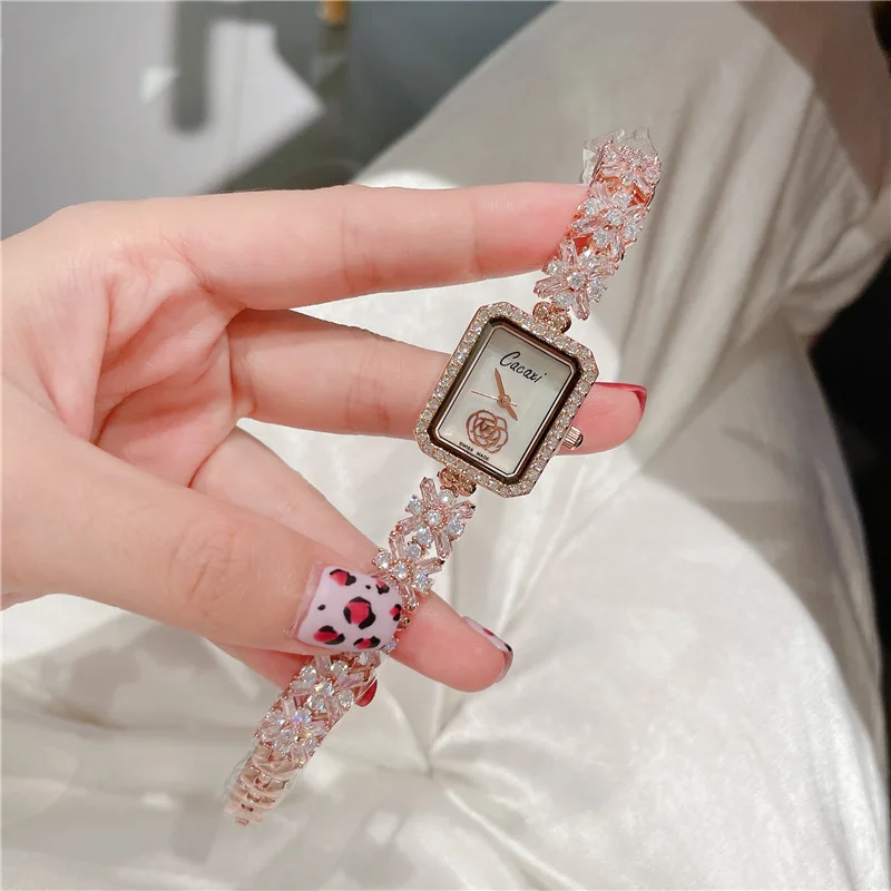 

Luxury Brand Rhinestone Women Bracelet Watches For Ladies Wrist Watches 2024 Top Female Clock Square Unique Design Elegant