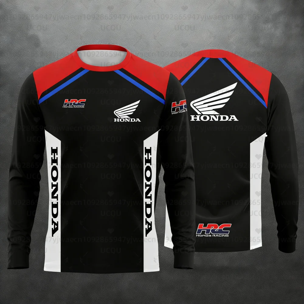 

Мужская и женская мотоциклетная футболка с 3D-принтом Honda, быстросохнущая, с длинным рукавом, для езды на мотоцикле, летняя, 2026 год