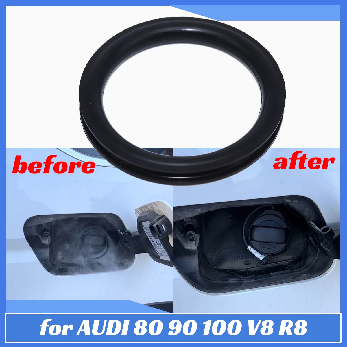 

Gas Cap Seal for AUDI 80 90 100 V8 R8 Fuel Tank Filler Neck Repair V Shape O-ring Rubber Gasket Washer 55x5mm Replacement Engine