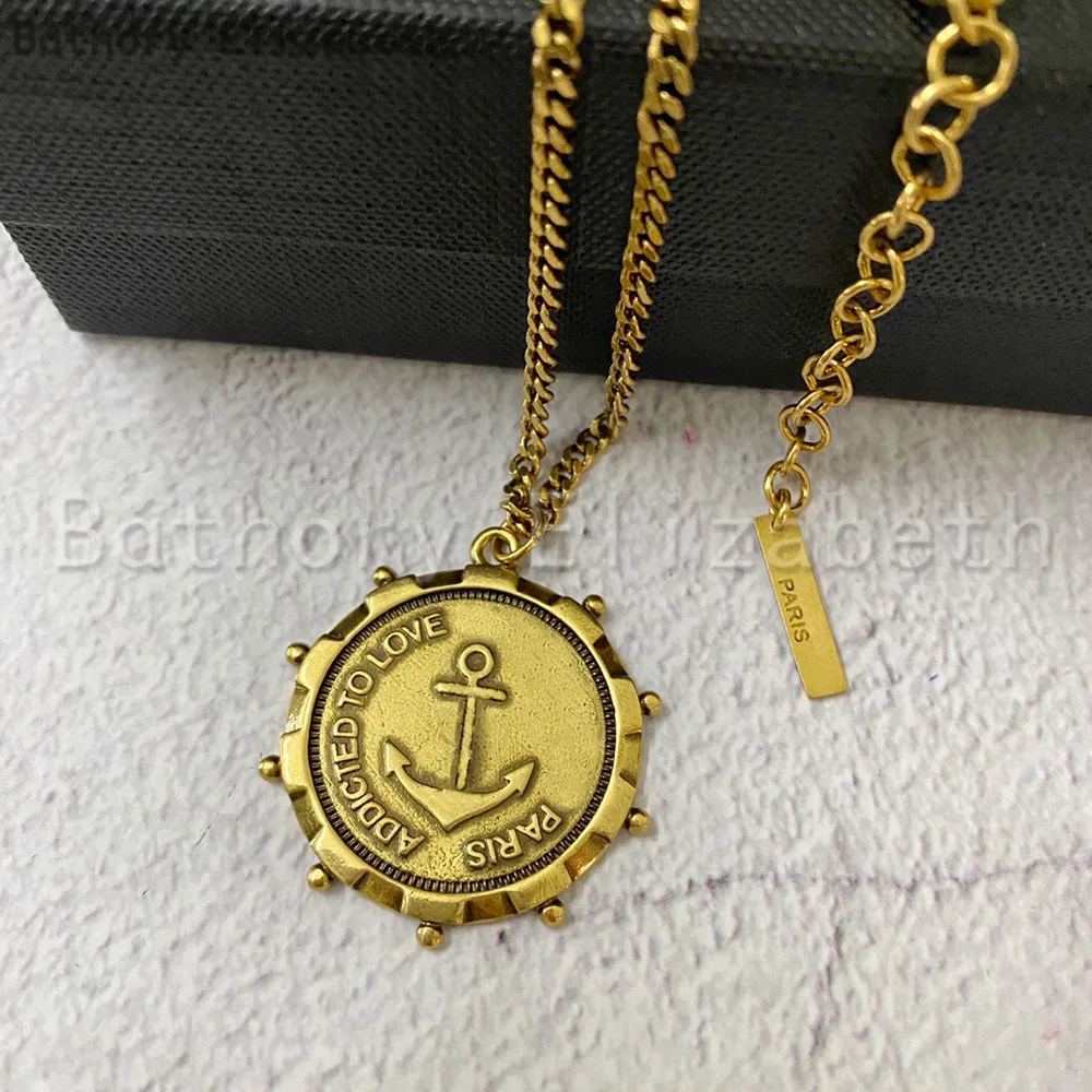 

Báthory Elizabeth Hot Famous Designer Brand Top Quality Vintage Gold Badge Necklace Luxury Woman Fashion Jewelry Party Gift