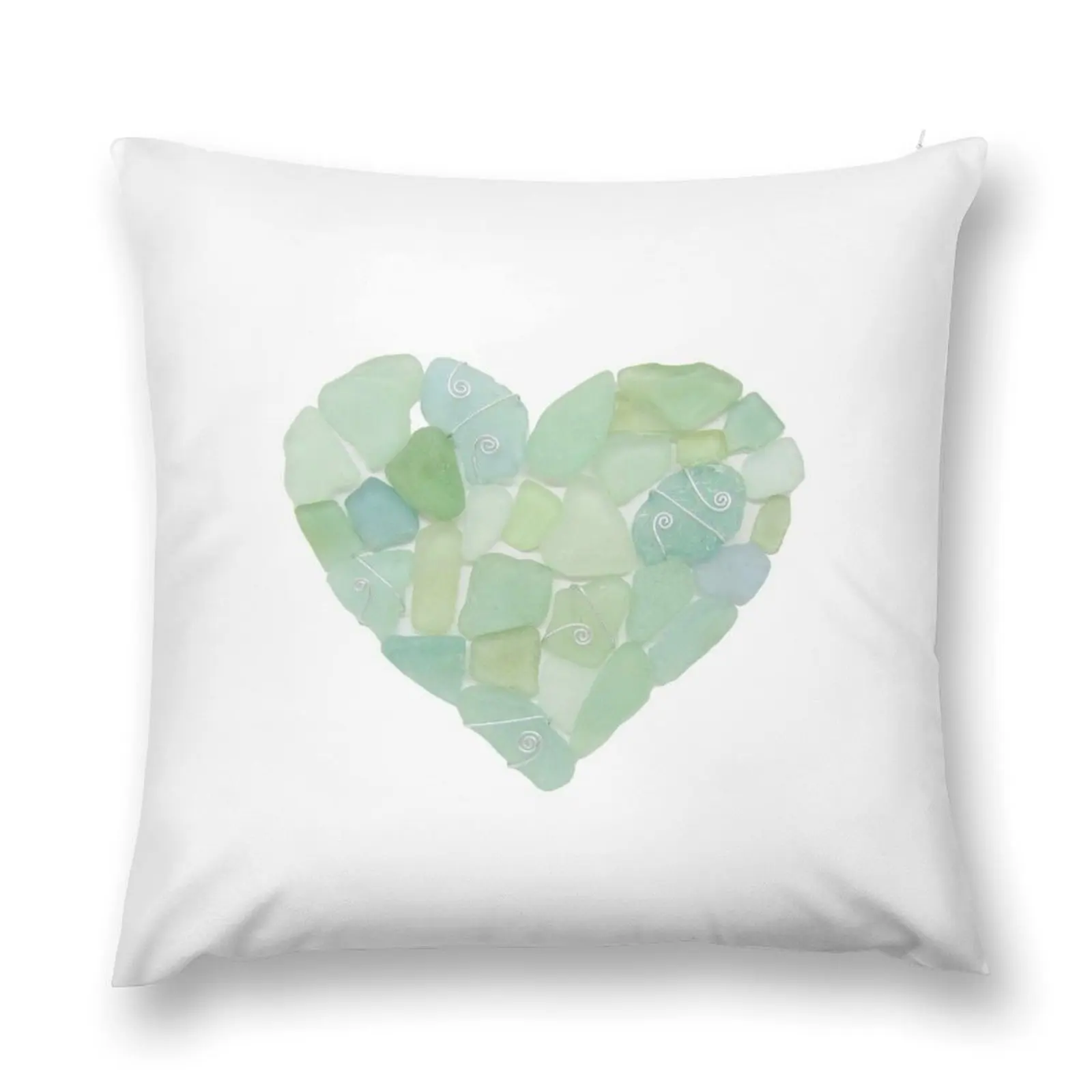 Green Sea Glass Love Heart - Scottish Seaglass Throw Pillow Decorative Cushion New year pillow