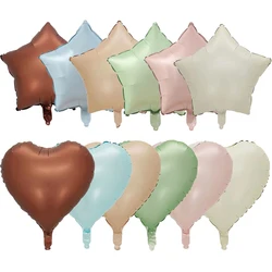 Retro color Star Heart Balloon Cream caramel baby olive pink Helium Globos Birthday Party Wedding Decorations Supplies 5pcs