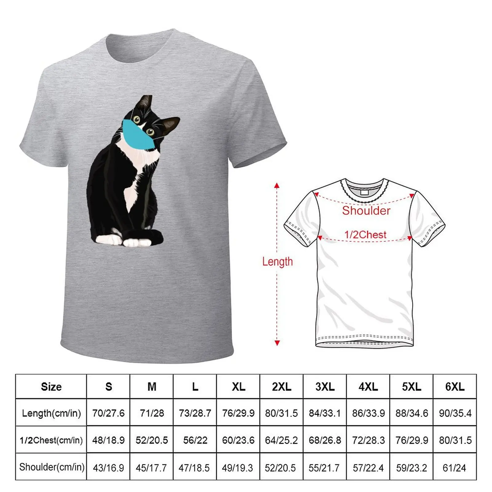 Cute Cat Wearing Surgical Mask T-Shirt funnys summer top tops Men's t-shirt