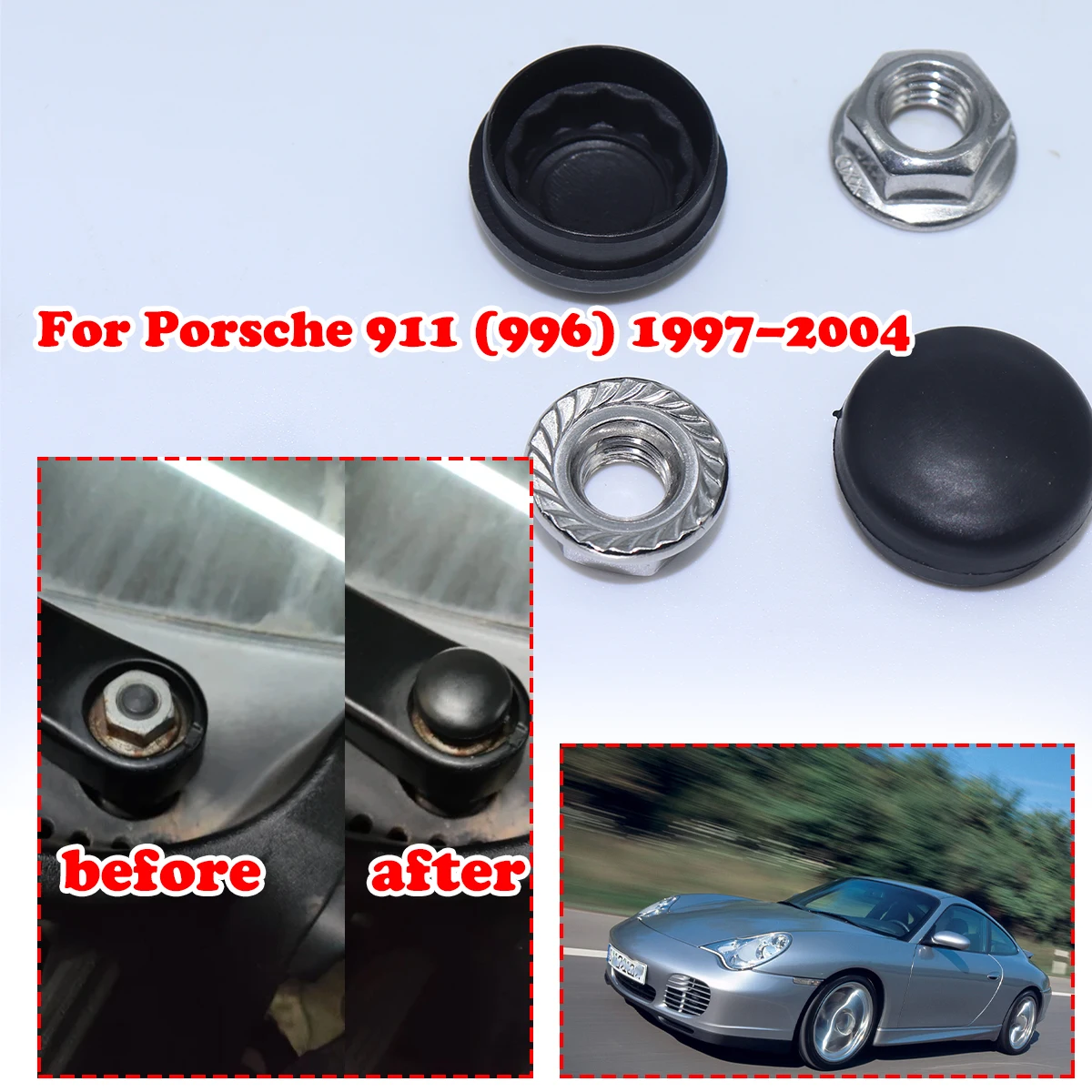 

Car Front Windshield Wiper Arm Nut Screw Cap Bolt Rocker Cover For Porsche 911 996 1997-2003 2004 Carrera Car Placement Parts