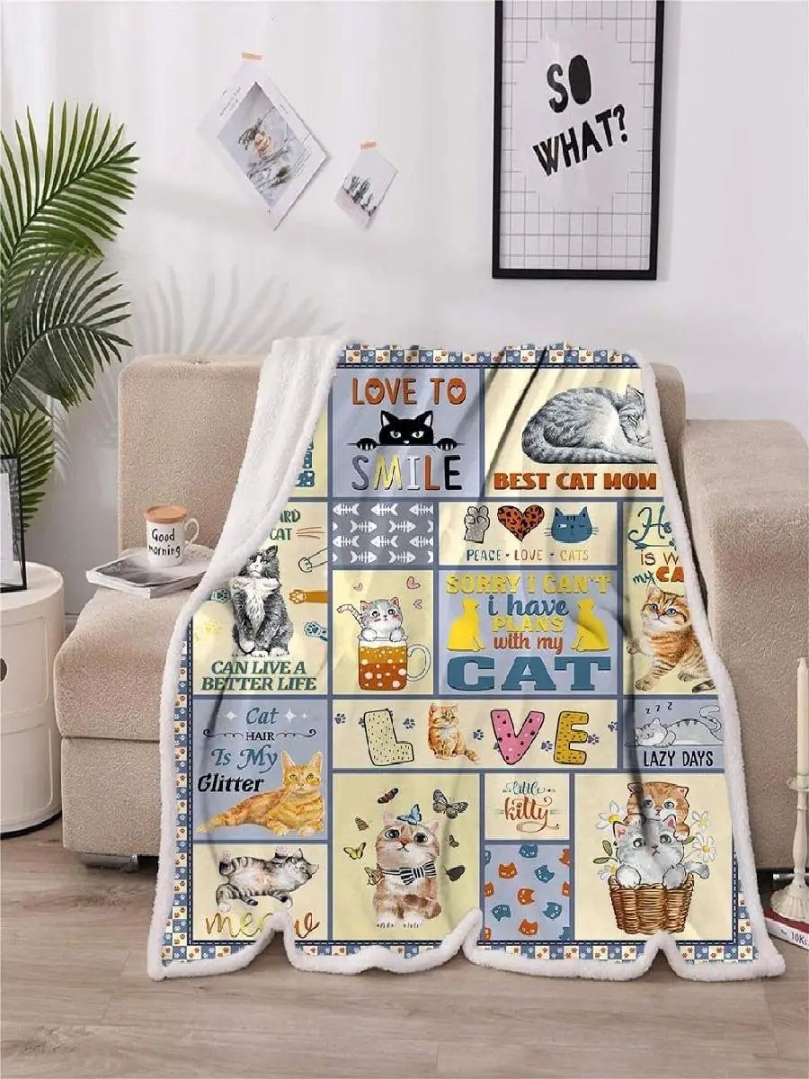 TRIKPTEY Cat Blanket Cozy Cat Themed Throw Blankets x Inches Perfect Gift for Cat Ladies  Pet Lovers  Home Textiles