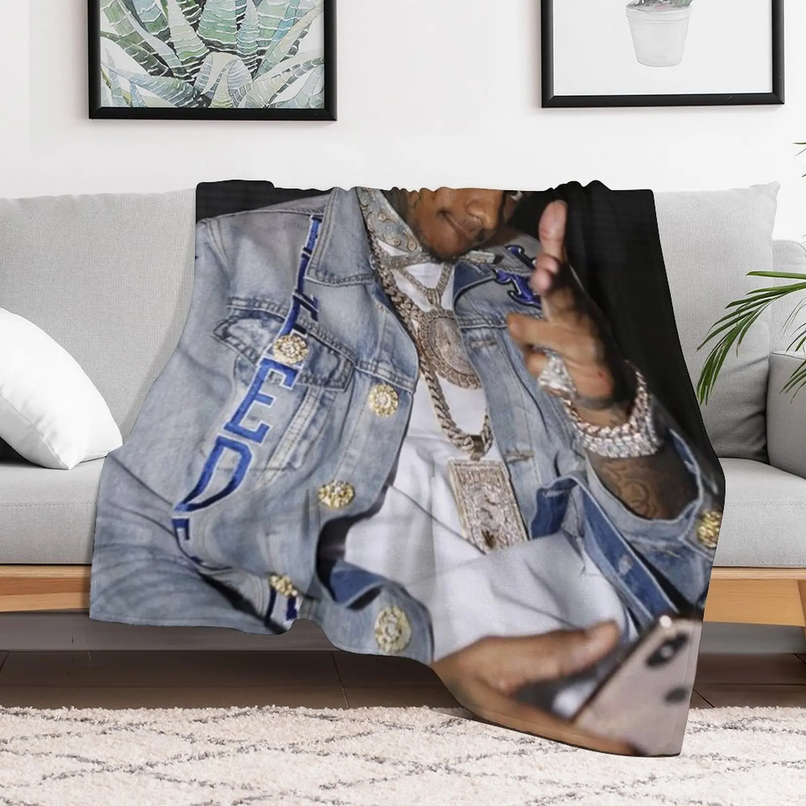 Blueface Photograph Throw Blanket Flannel sofa bed Blankets