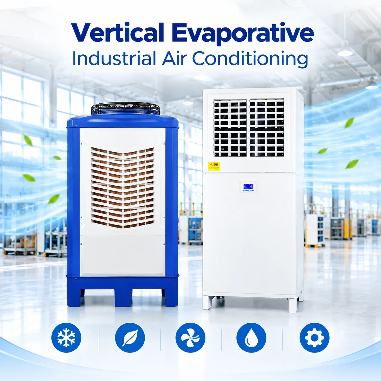 Vertical Evaporative Condensing Air Conditioning R410A Scroll Compressor Split Industrial AC for Workshop Factory Cooling