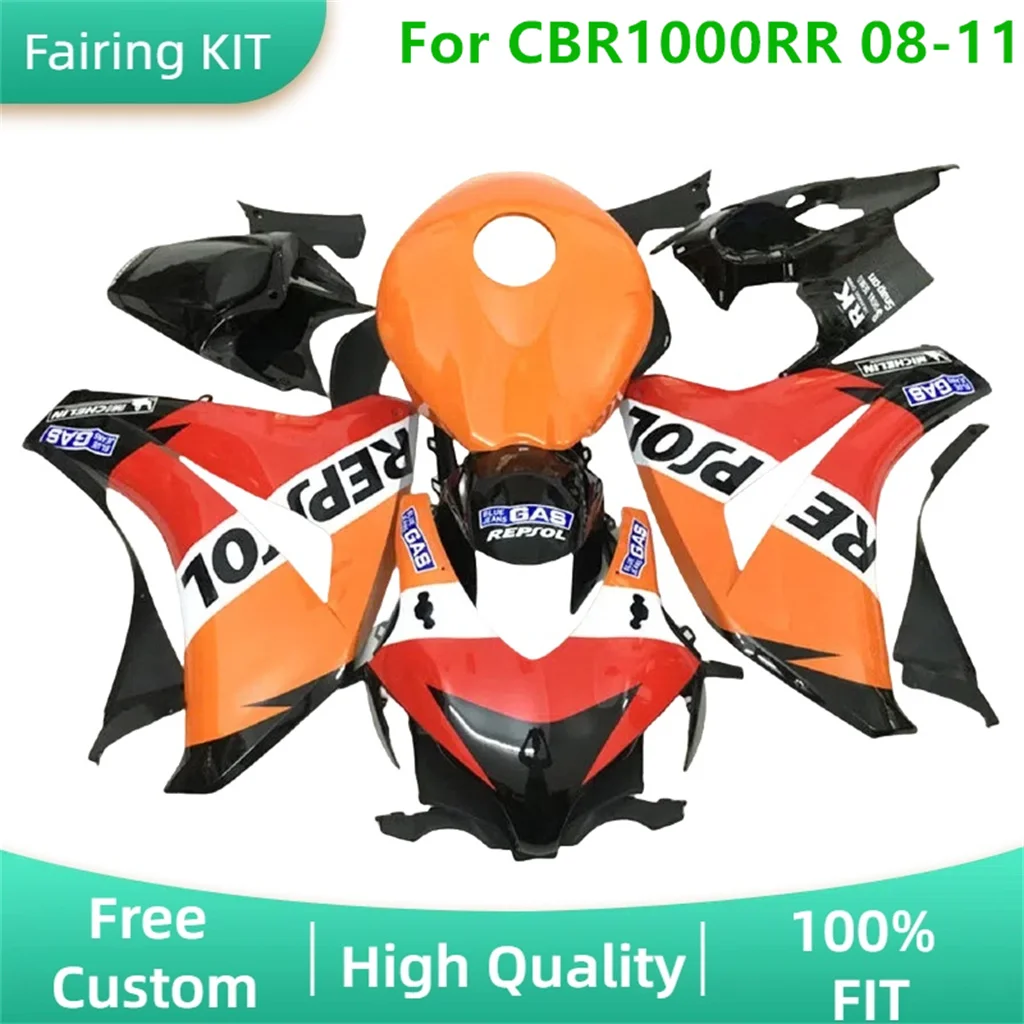 Free Custom for HONDA Injection Mold 2008 2009 2010 2011 CBR 1000RR CBR1000RR 08 09 10 11 Fairings Set Repair Aftermarket Parts