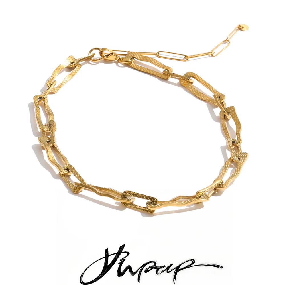 Yhpup New Stainless Steel Chain Necklace Waterproof Metal Personalized Attractive Women Jewelry Wholesale