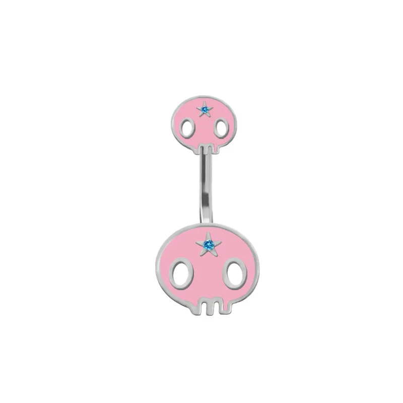 Y2K Body Piercing Jewelry Pink Skull Navel Ring Korean Fashion Charm Star Navel Rings Body Accessories Sexy Punk Harajuku kawaii