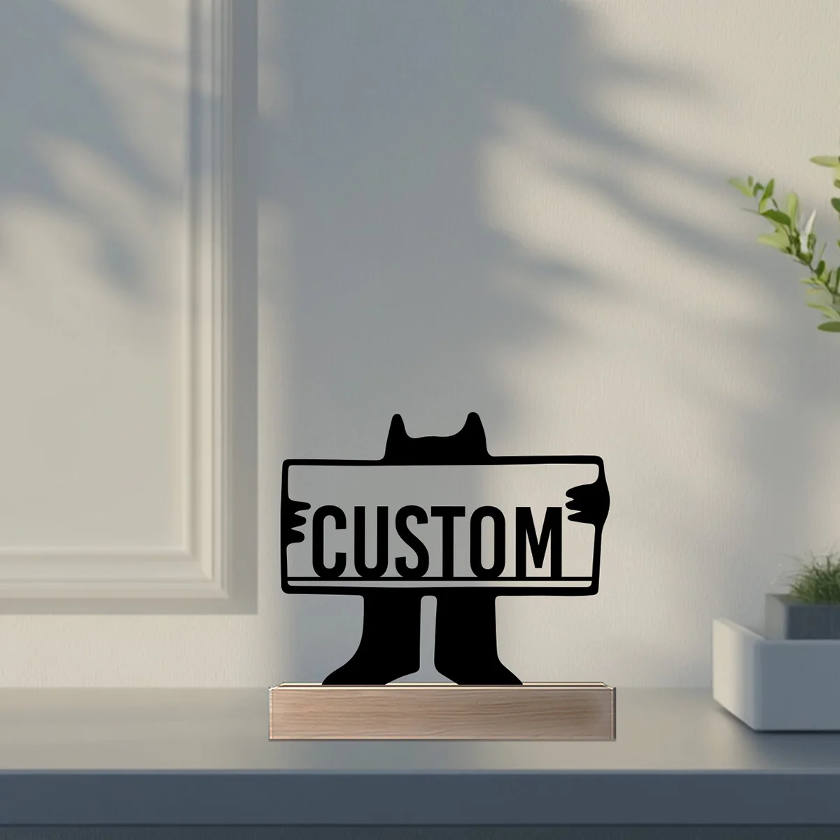 1 قطعة القط بسيط القراءة تمثال حديد مع قاعدة خشبية زخرفة معدنية الحديد النحت الفن تمثال مع قاعدة خشبية طاولة المنزل