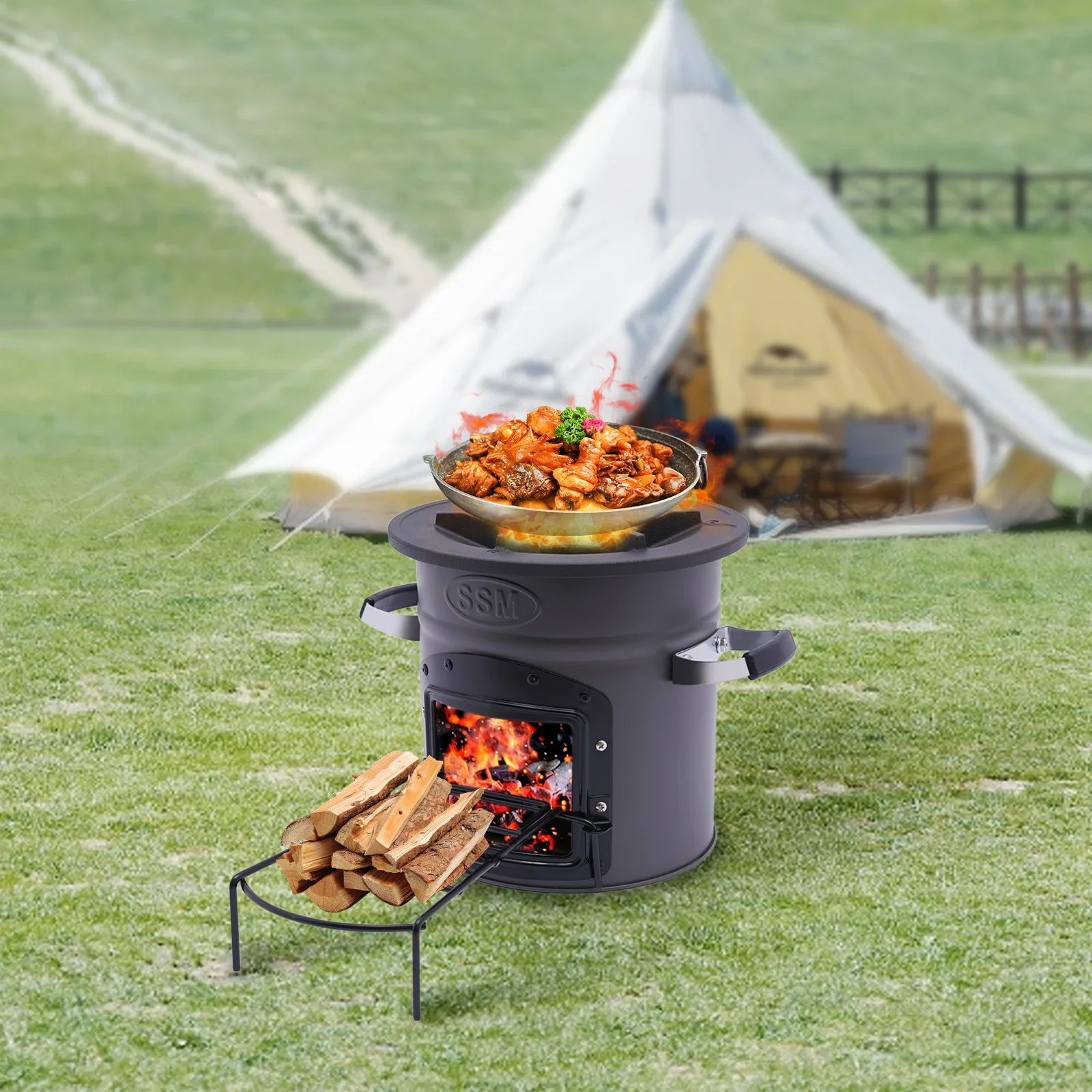 

New 304 Stainless Steel Wood-Burning Portable Rocket Stove Camping Exploring Outdoor Cooking Outdoor Hiking Picnic BBQ Cooking