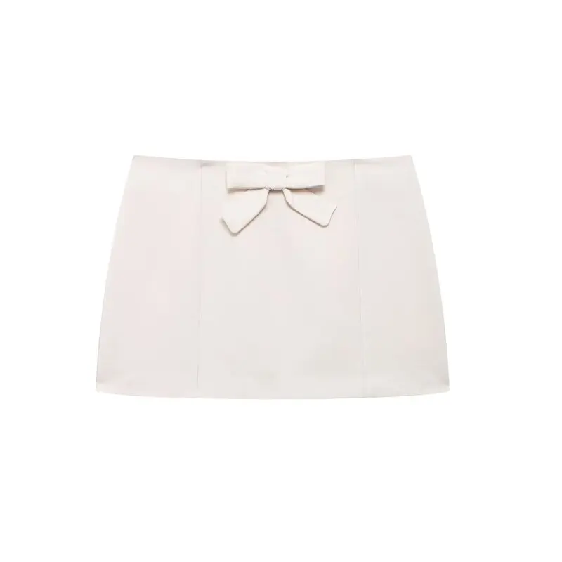 

Summer 2025 Women's Mid-Waist Skirt with Bow Design European Sle Polyester A-Line Skirt Casual Scene Stand Fit