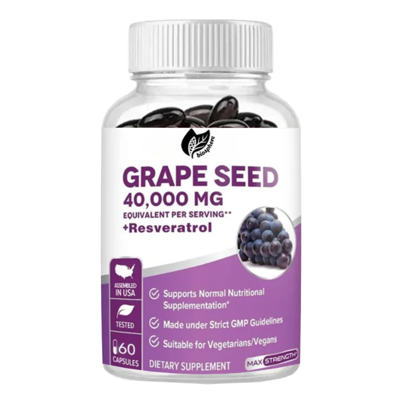 Grape Seed Extract 40000 Milligrams Per Capsule, 60 Vegetarian Capsules, Standardized, Non GMO, Gluten Free