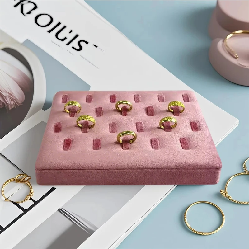 

Velvet Ring Display Stand with Multi-slot,Window & Store Jewelry Display Props with Soft Cloth for Necklace & Rings Storage