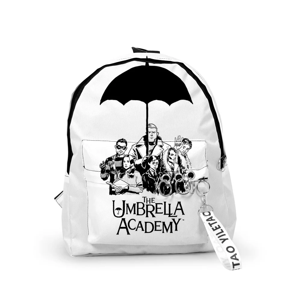 Рюкзаки Harajuku The Umbrella Academy для мальчиков и девочек, школьные сумки с 3D принтом, брелки, оксфордские водонепроницаемые милые маленькие рюкзаки