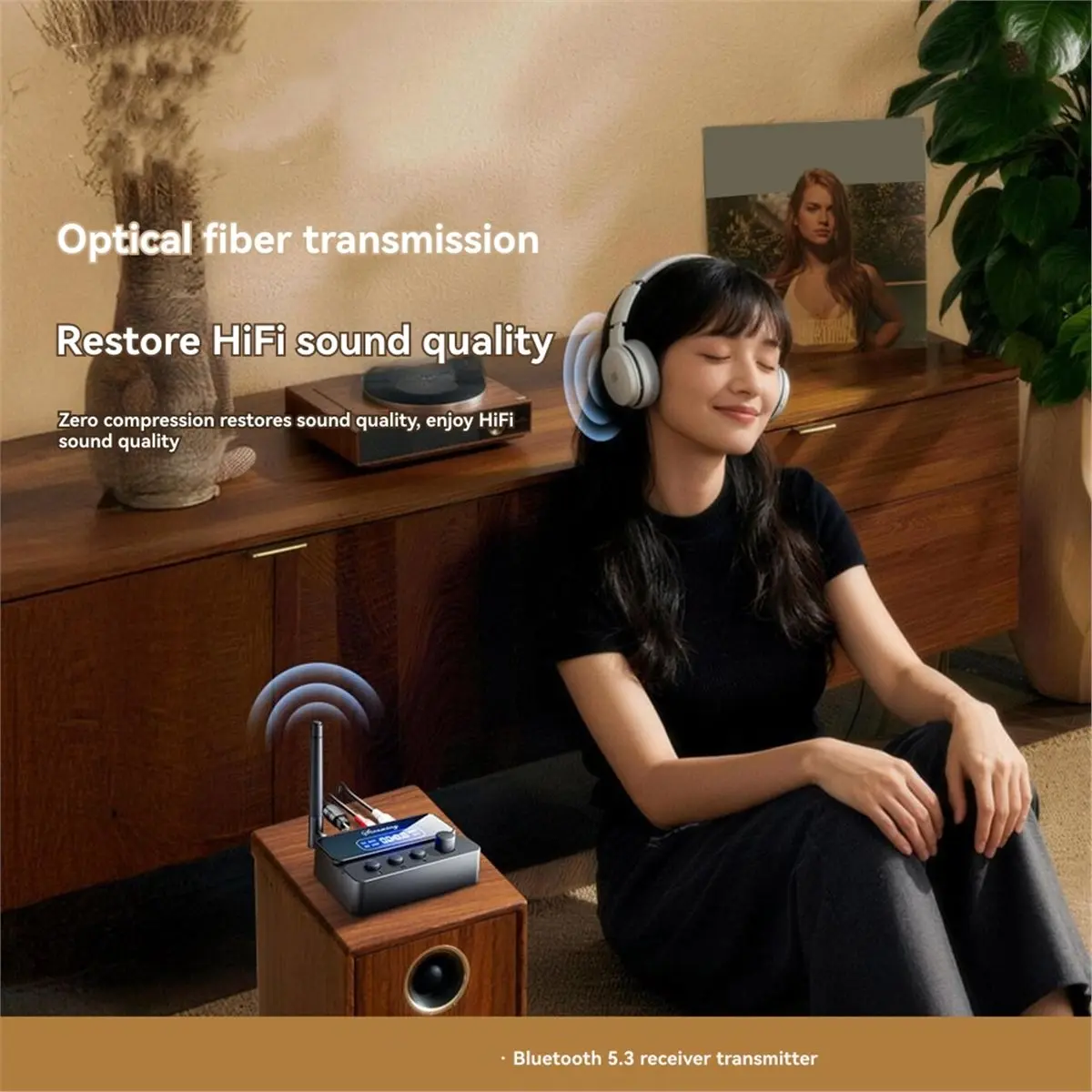 OPT Optical Fiber Audio Bluetooth 5.3 Receiver Wireless Hi-Fi Audio Adapter with AUX 3.5mm Optical Jack U-Disk