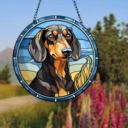 1pc bassotto finestra di vetro colorato appeso Suncatcher Room Home Decor regalo di inaugurazione della casa ghirlanda da giardino segno del cane per la mamma nonna