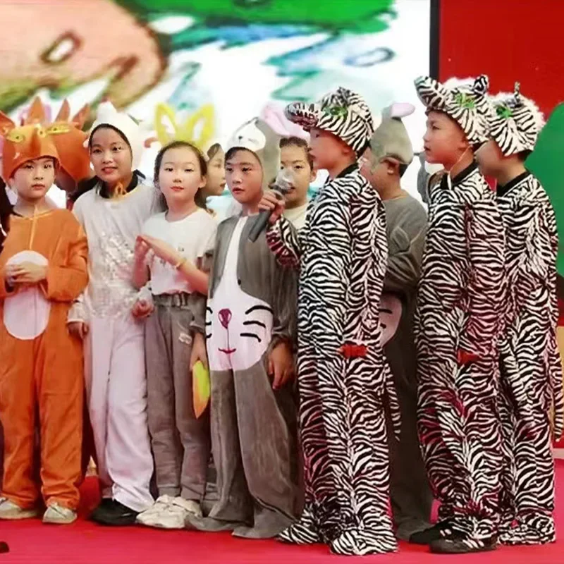 الأطفال الحيوان تأثيري ازياء للبالغين أرنب القرد الأغنام الملابس مجموعة الحصان لونغ الديك الكلب الثور الأفعى النمر الفئران الزي