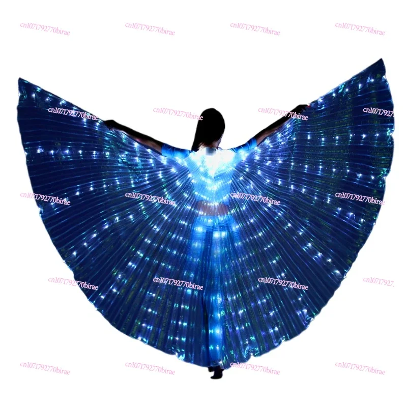 LED Luminous Wings Dancing Wings Fluorescent Butterfly Props Luminous Belly Dance Golden  Cape Send Telescopic Stick