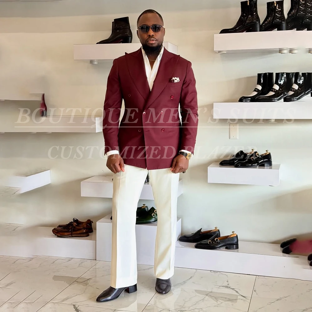 

Роскошные свадебные мужские костюмы, элегантные двубортные костюмы с острым лацканом, приталенный комплект из двух предметов, куртка, брюки, полный комплект, одежда на заказ Terno