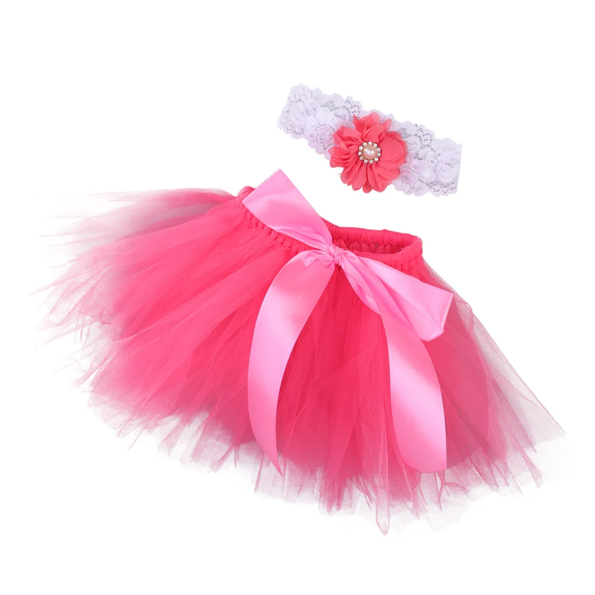 

Infant Tutu Skirt Newborn Red Bow-Knot Dress Outfit Headband Baby Photography Prop Crochet Baby Clothes Photoshoot Prop
