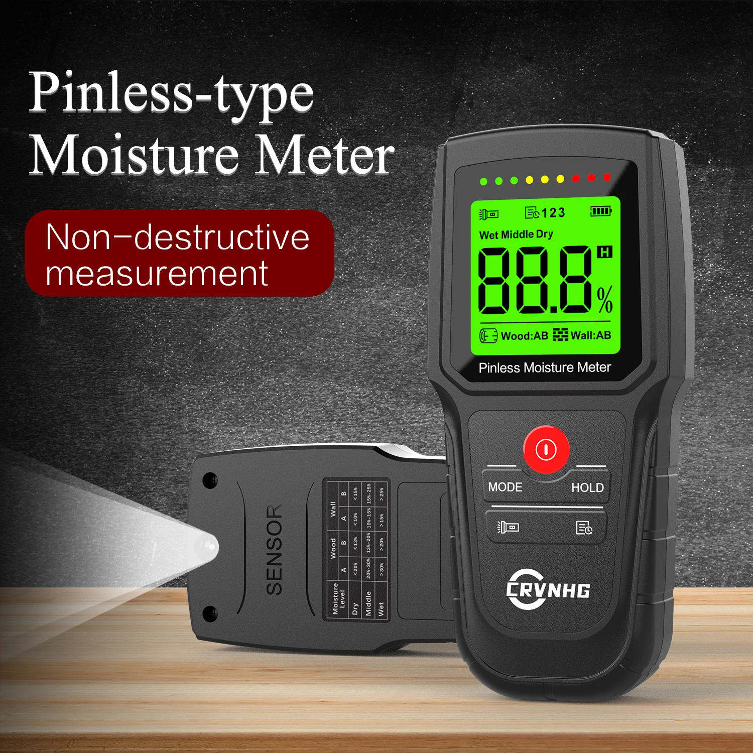 

No Pin Hygrometer Digital Moisture Meter Carton Humidity Tester Wall Hygrometer Timber Damp Detector Non-destructive Meter