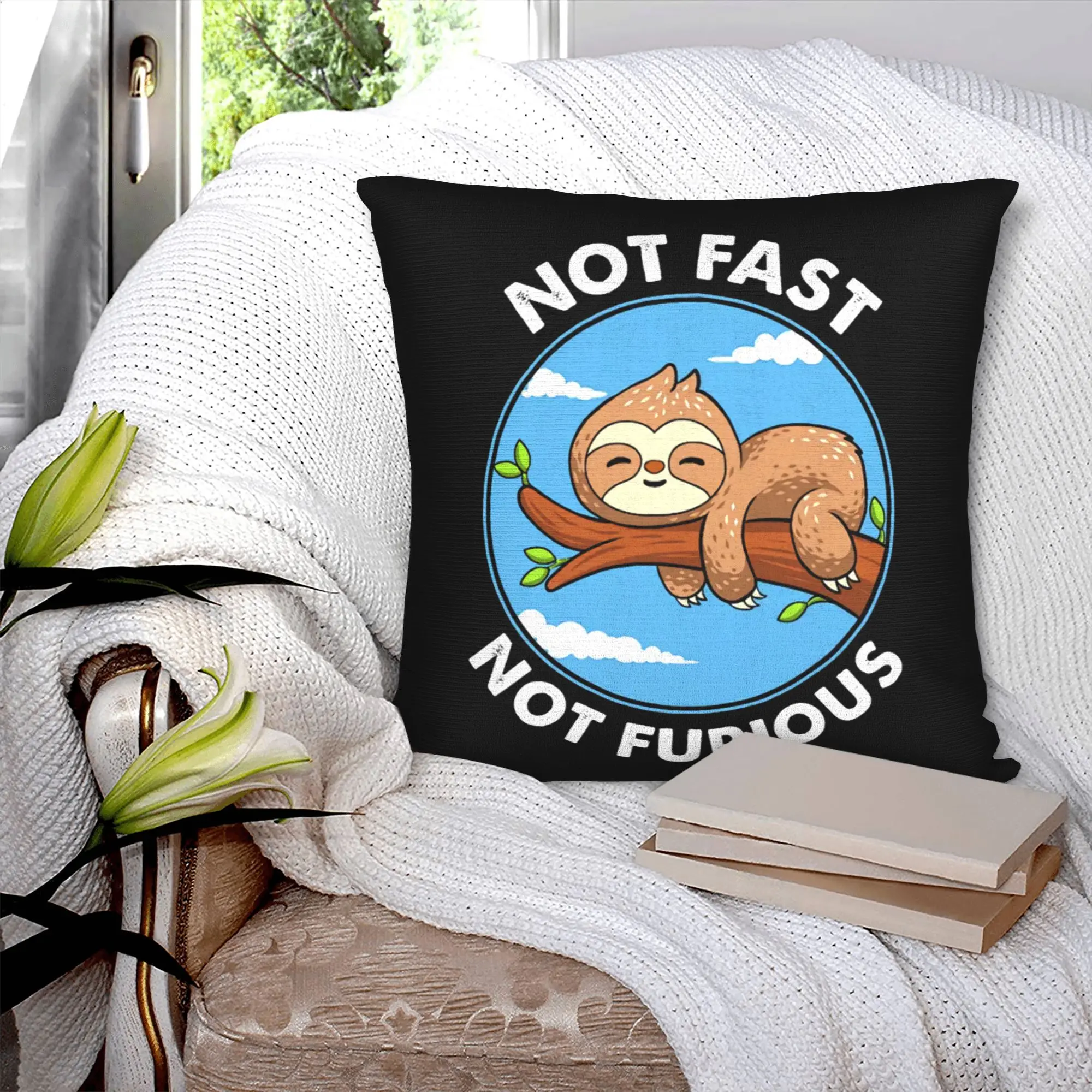 Nordic Cute Sloth Not Fast Not Furious Cushion Cover Soft  Pillow Case Home Decor