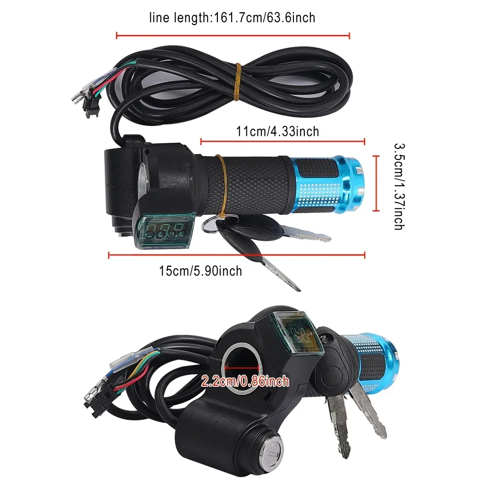 12V-90V Twist Throttle Accelerator with Led Digital Display Indicator Key Switch for Electric Bike Scooter Electric Throttle