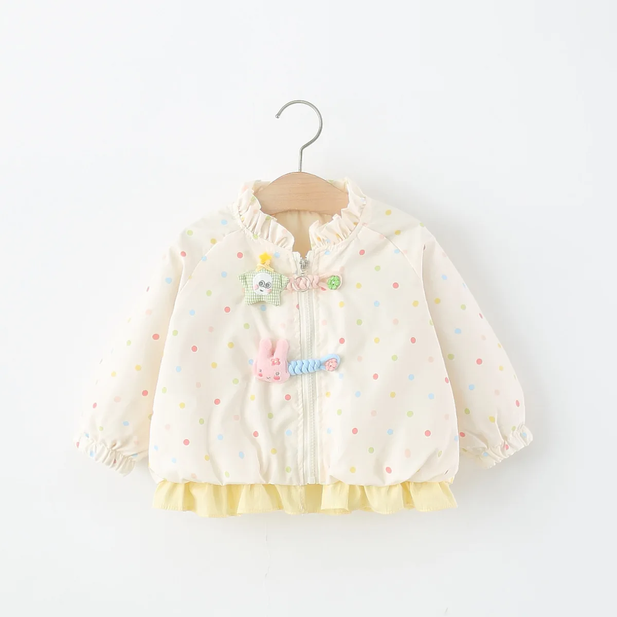 Girl's Jacket Spring And Autumn Colorful Polka Dot Cotton Long Sleeved Baby Girl Coat Cute And Sweet Princess Baby Outdoor Wear