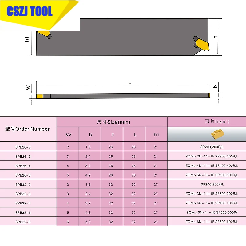 1PCS SPB226 Grooving Cut-Off Cutter Holder Suger Cutting Tool Metal Lathe Tools K11 200 Lathe Chuck+SMBB1626 Turning Tool